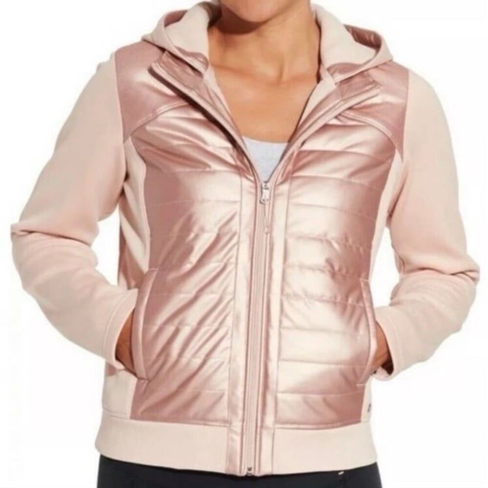 CALIA by Carrie Underwood Moto Hybrid hooded jacket blush pink